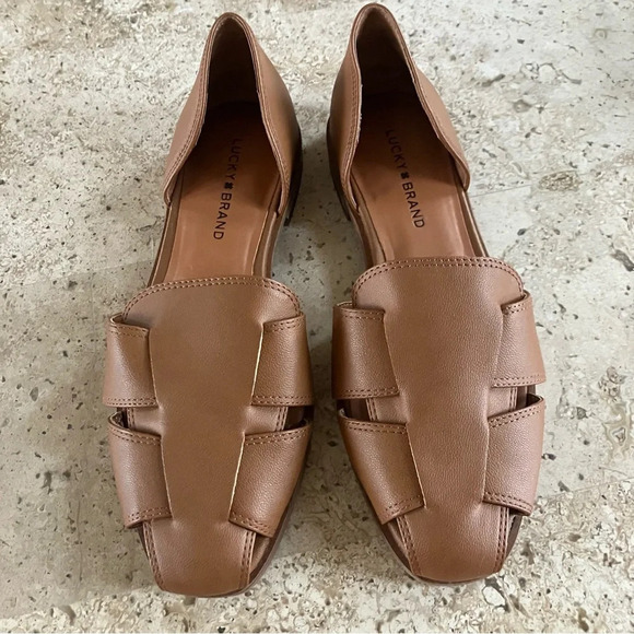 NWOB Lucky Brand Danuka Woven Tan Flat - Picture 3 of 5